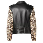 Mens Leopard Print Biker Leather Jacket