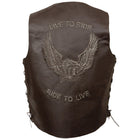 Men’s Ride To Live Embroidered Side Laces Retro Brown Vest