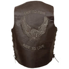 Men’s Ride To Live Embroidered Side Laces Retro Brown Vest