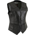 Milwaukee Leather Women's Road Queen Black Braided Buffalo Leather Motorcycle Vest - LKL4713