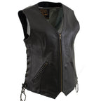 Milwaukee Leather Women's Mistress Black Side Lace Leather Motorcycle Vest - LKL4714