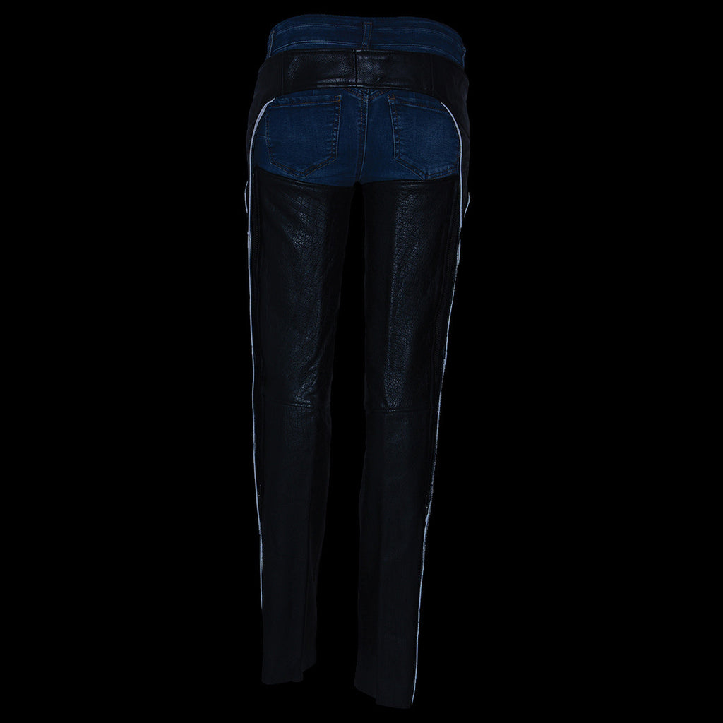 Milwaukee Leather LKL6700 Women's Classic Black Leather Chaps with Hip Pocket