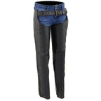 Milwaukee Leather LKL6700 Women's Classic Black Leather Chaps with Hip Pocket