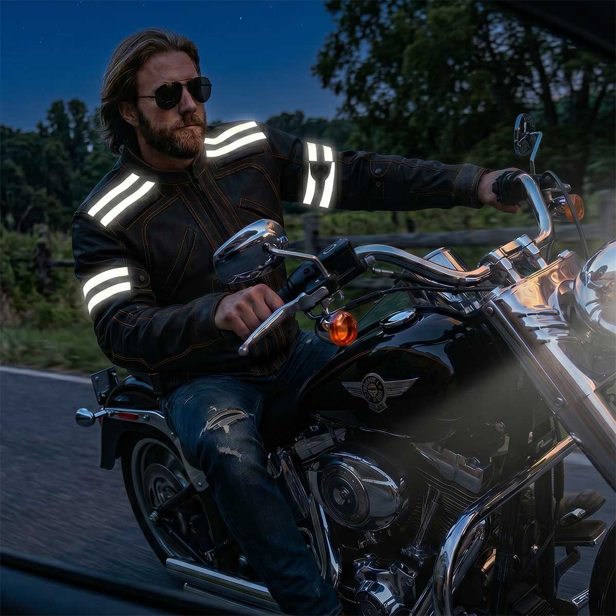 Milwaukee Leather Men's Matte Black 'Street' CE Armored Motorcycle Vented Jacket - Reflective - LKM17012