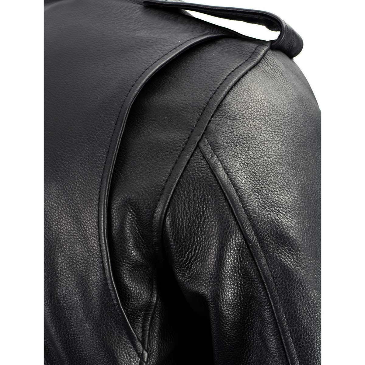Milwaukee Leather Men's Premium Black Leather Motorcycle Jacket - Vintage Police Style w/ Side Lace - LKM1711