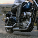 Milwaukee Leather LKM5719 Women's Black Buffalo Leather Motorcycle Riding Pants, Boot Cut, Unhemmed