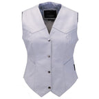 Long Ladies White Leather Vest