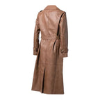 Womens Brown Double Breasted Military Trench Coat