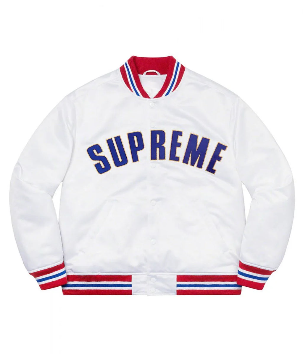 supreme satin varsity jacket
