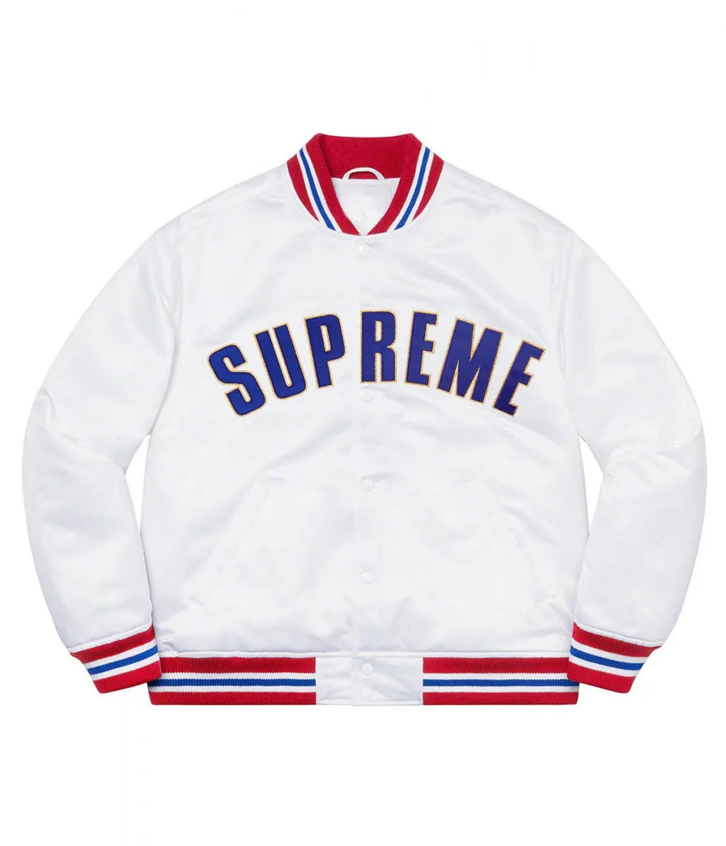 supreme satin varsity jacket