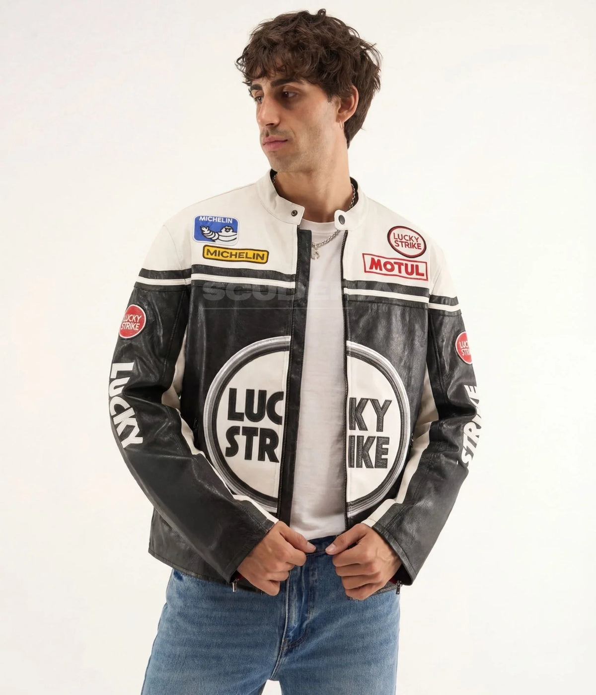 Lucky Strike Leather Jacket - White Edition