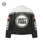 Lucky Strike Vintage Racing Leather Jacket - White & Black Edition
