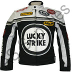 LUCKY STRIKE Cordura Textile Motorcycle Jacket - Black / White