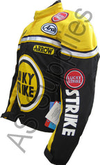 LUCKY STRIKE Cordura Textile Motorcycle Jacket - Black / Yellow