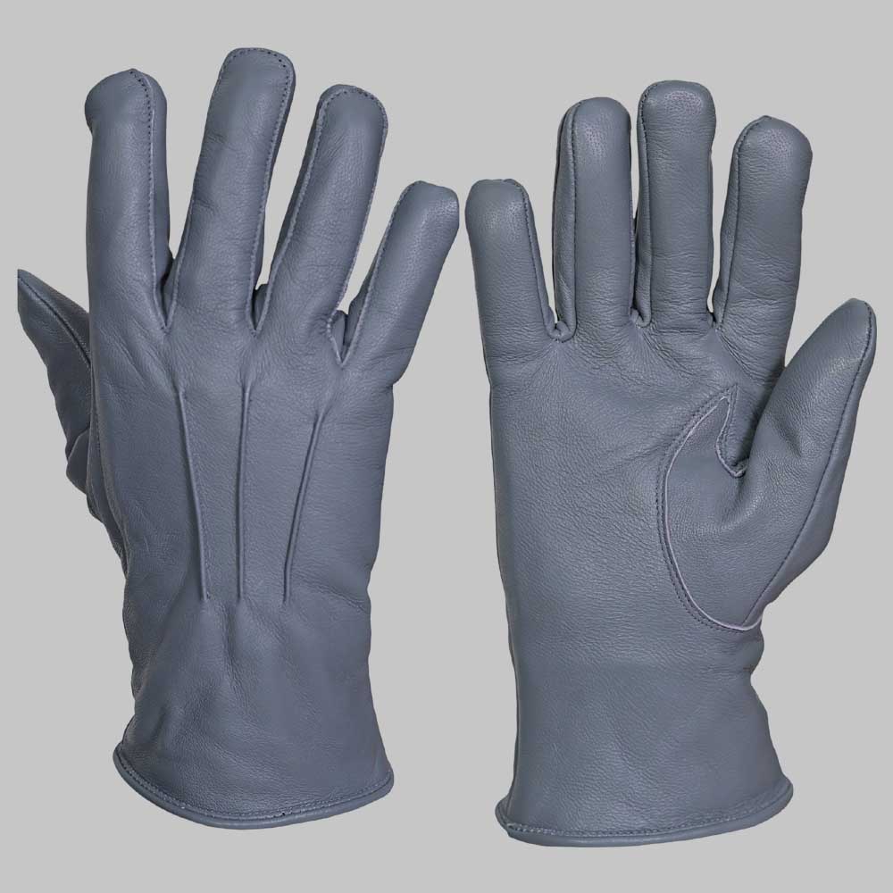 Premium Grey Leather Fur Lined Winter Glove