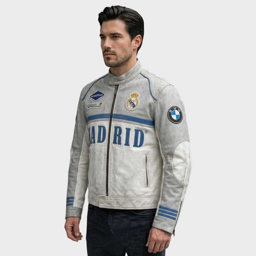Vintage Madrid BMW Cafe Racer Leather Biker Jacket
