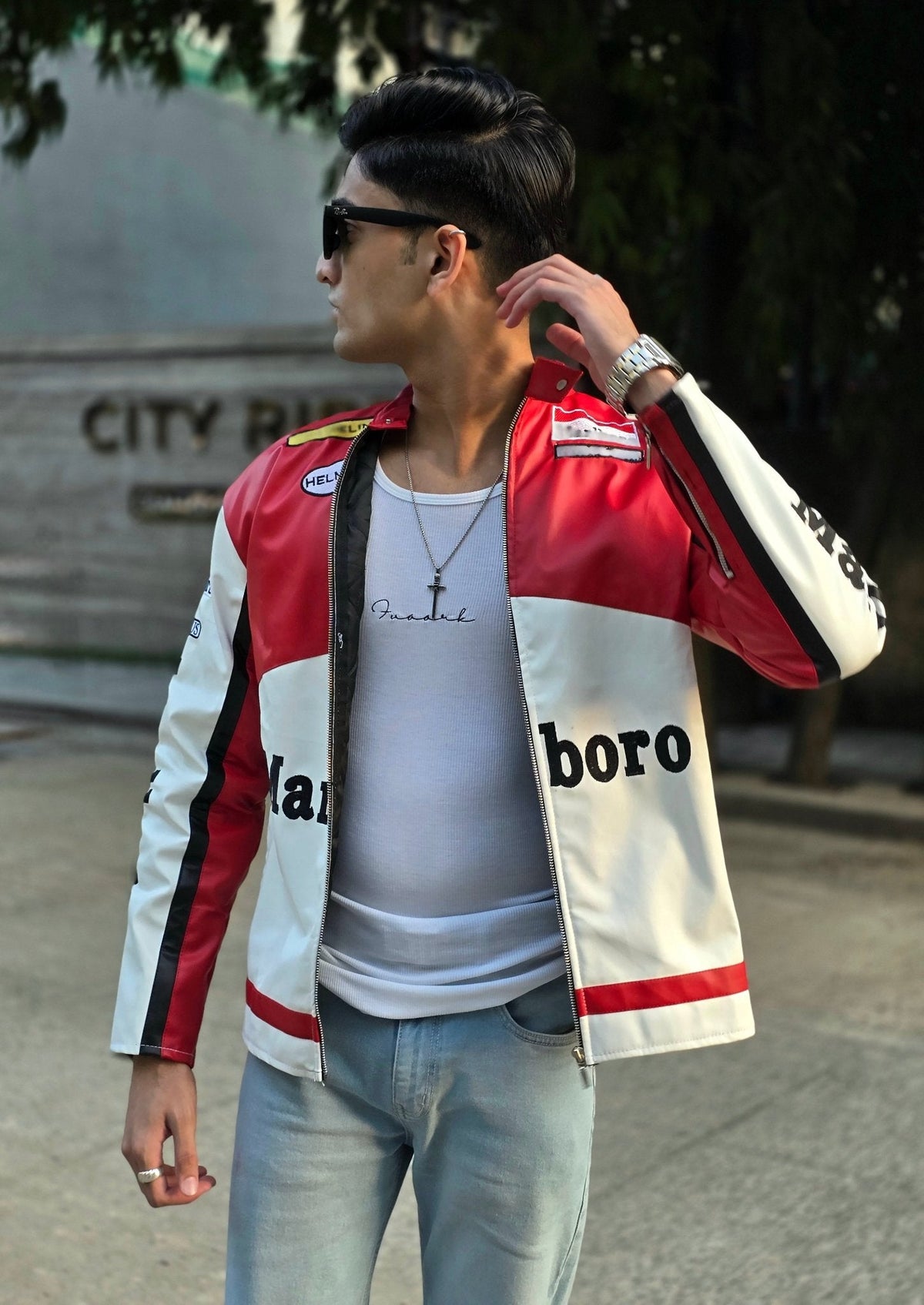 Marlboro Red Oversized Racing Jacket – Premium Vintage Streetwear Fashion | XOVRA