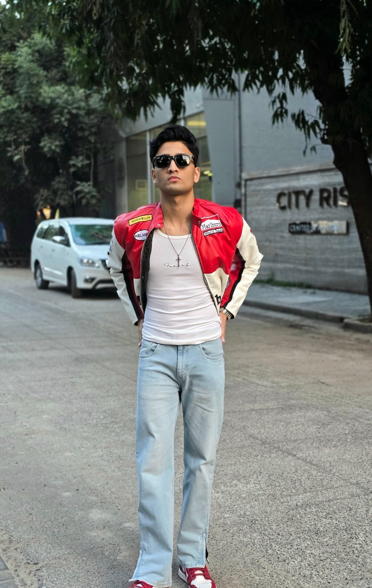 Marlboro Red Oversized Racing Jacket – Premium Vintage Streetwear Fashion | XOVRA
