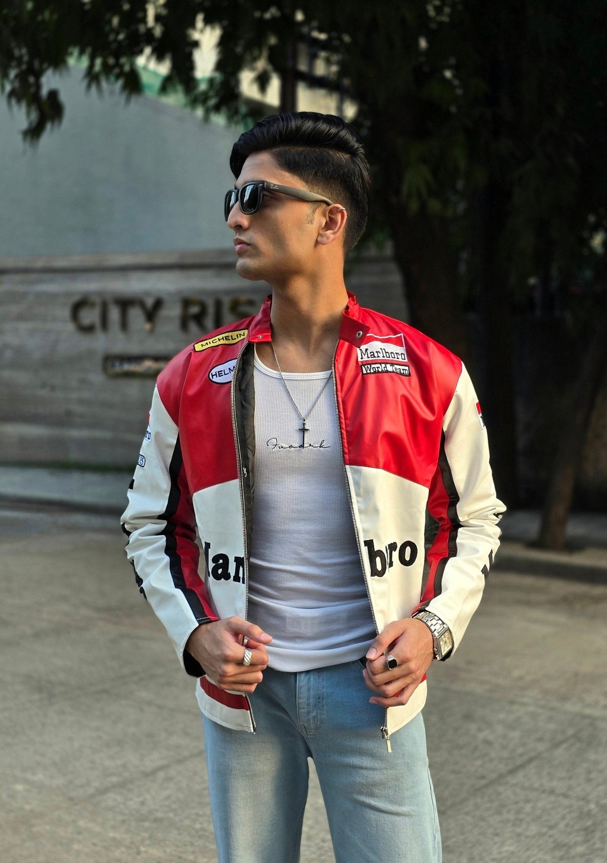 Marlboro Red Oversized Racing Jacket – Premium Vintage Streetwear Fashion | XOVRA