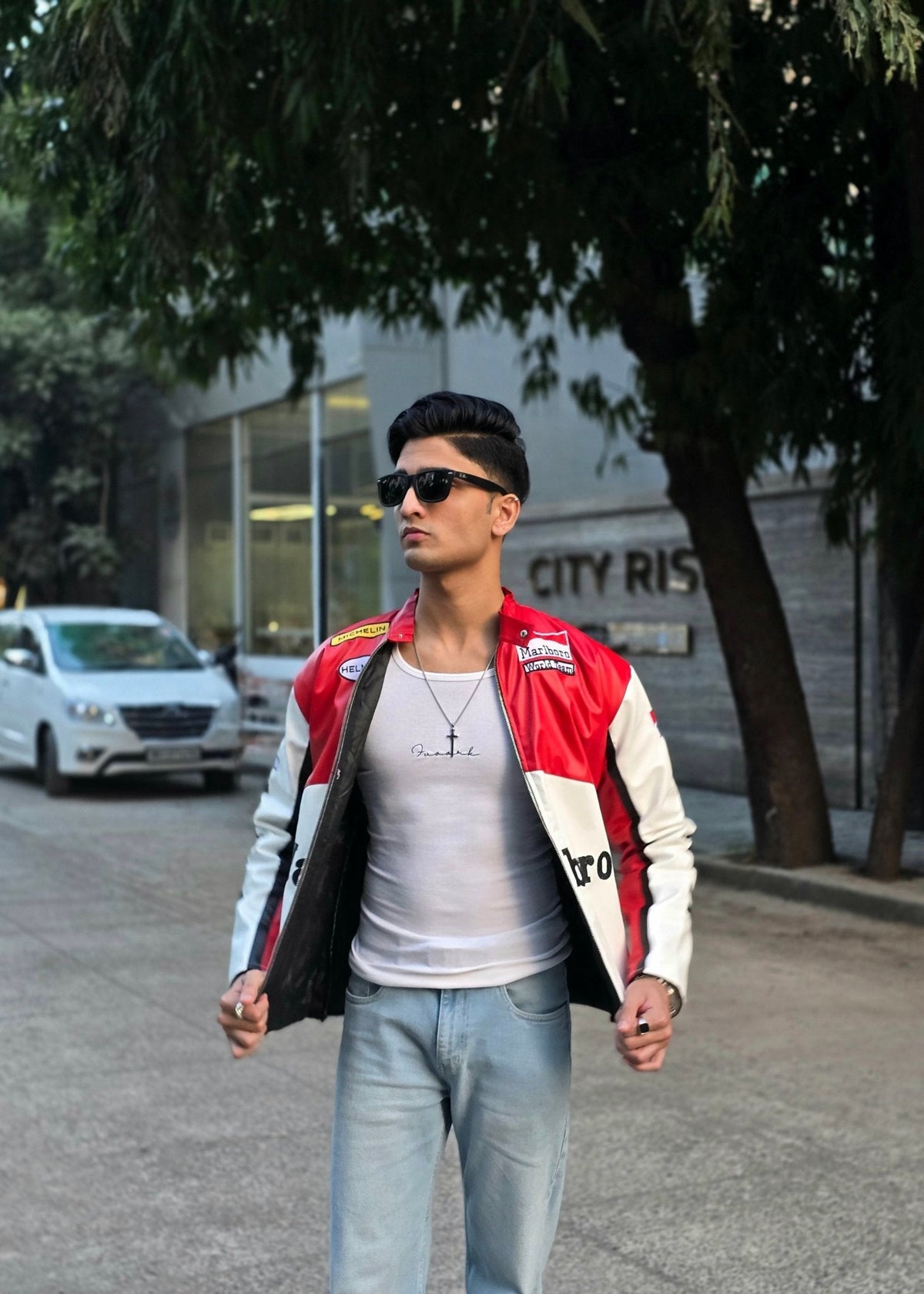 Marlboro Red Oversized Racing Jacket – Premium Vintage Streetwear Fashion | XOVRA