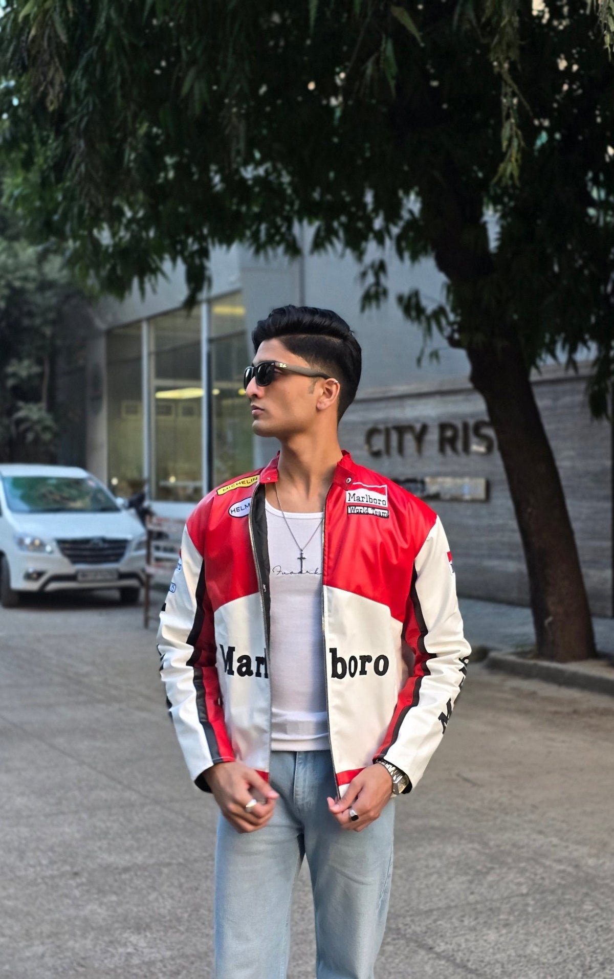 Marlboro Red Oversized Racing Jacket – Premium Vintage Streetwear Fashion | XOVRA