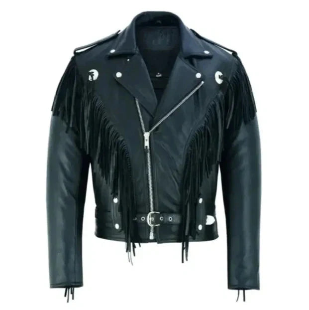 Marlon Brando Fringed Tassel Biker Leather Jacket