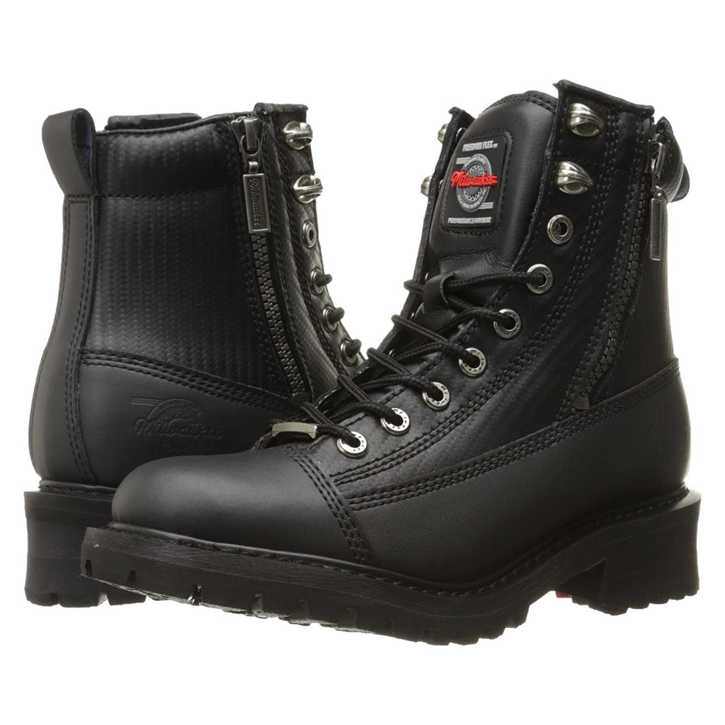 MMCC Women's Accelator Black Leather Motorcycle Boots - MB208