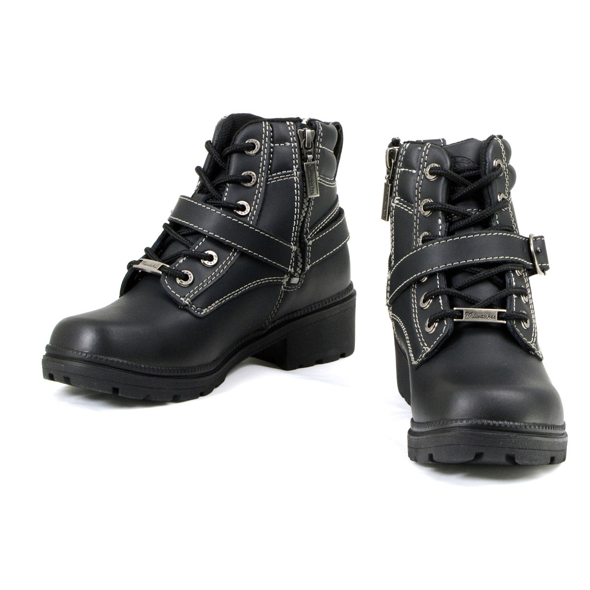 MMCC Women's Paragon Black Leather Motorcycle Boots - MB228