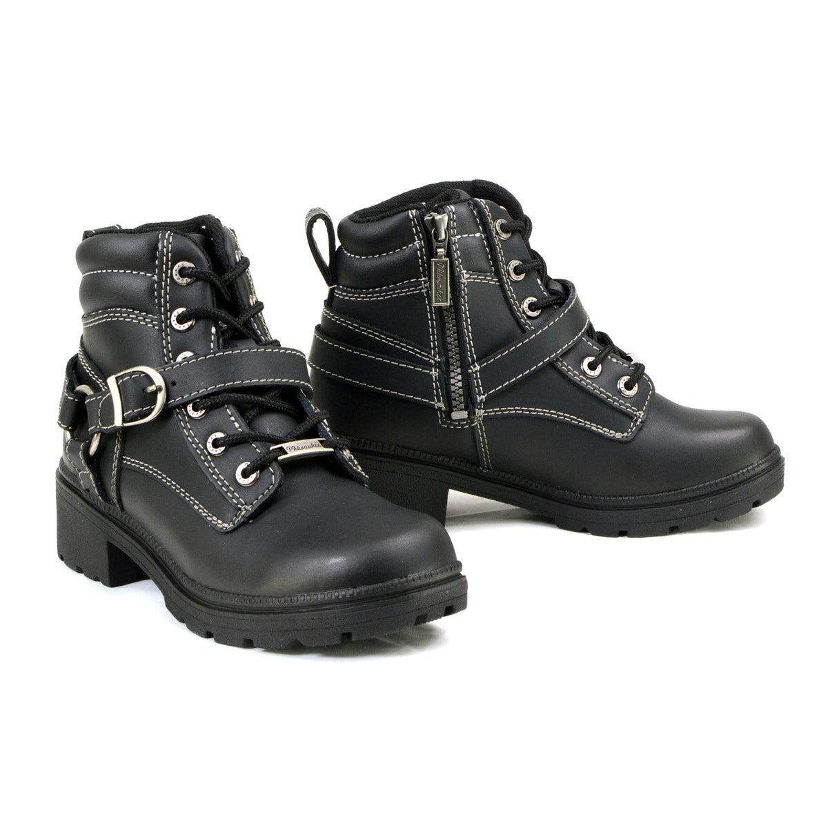 MMCC Women's Paragon Black Leather Motorcycle Boots - MB228