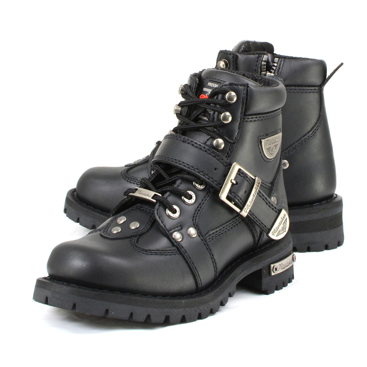 MMCC Women's Road Captain Black Leather Motorcycle Boots - MB233