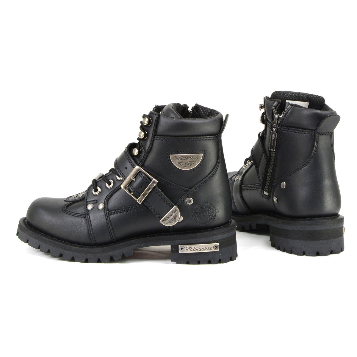 MMCC Women's Road Captain Black Leather Motorcycle Boots - MB233
