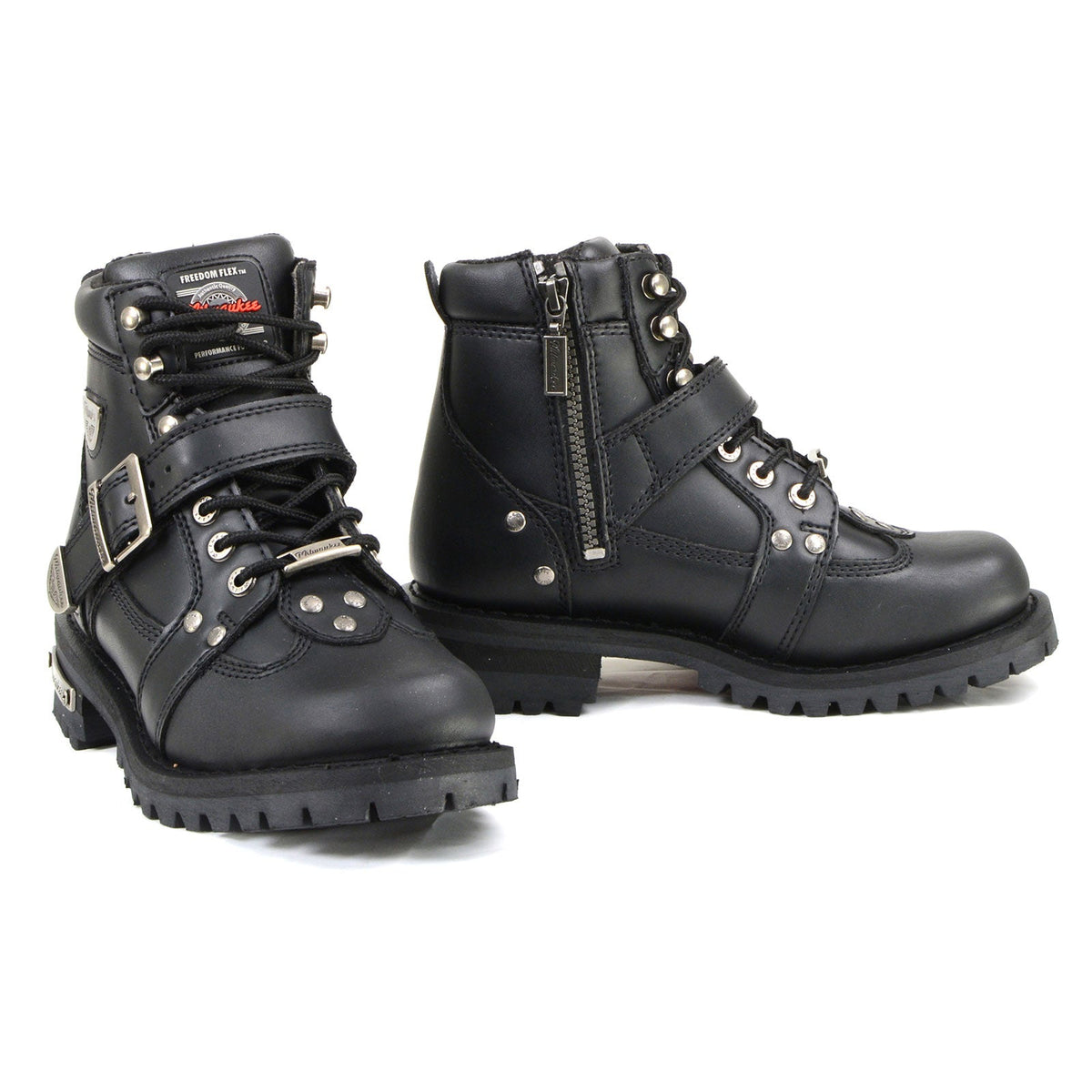 MMCC Women's Road Captain Black Leather Motorcycle Boots - MB233