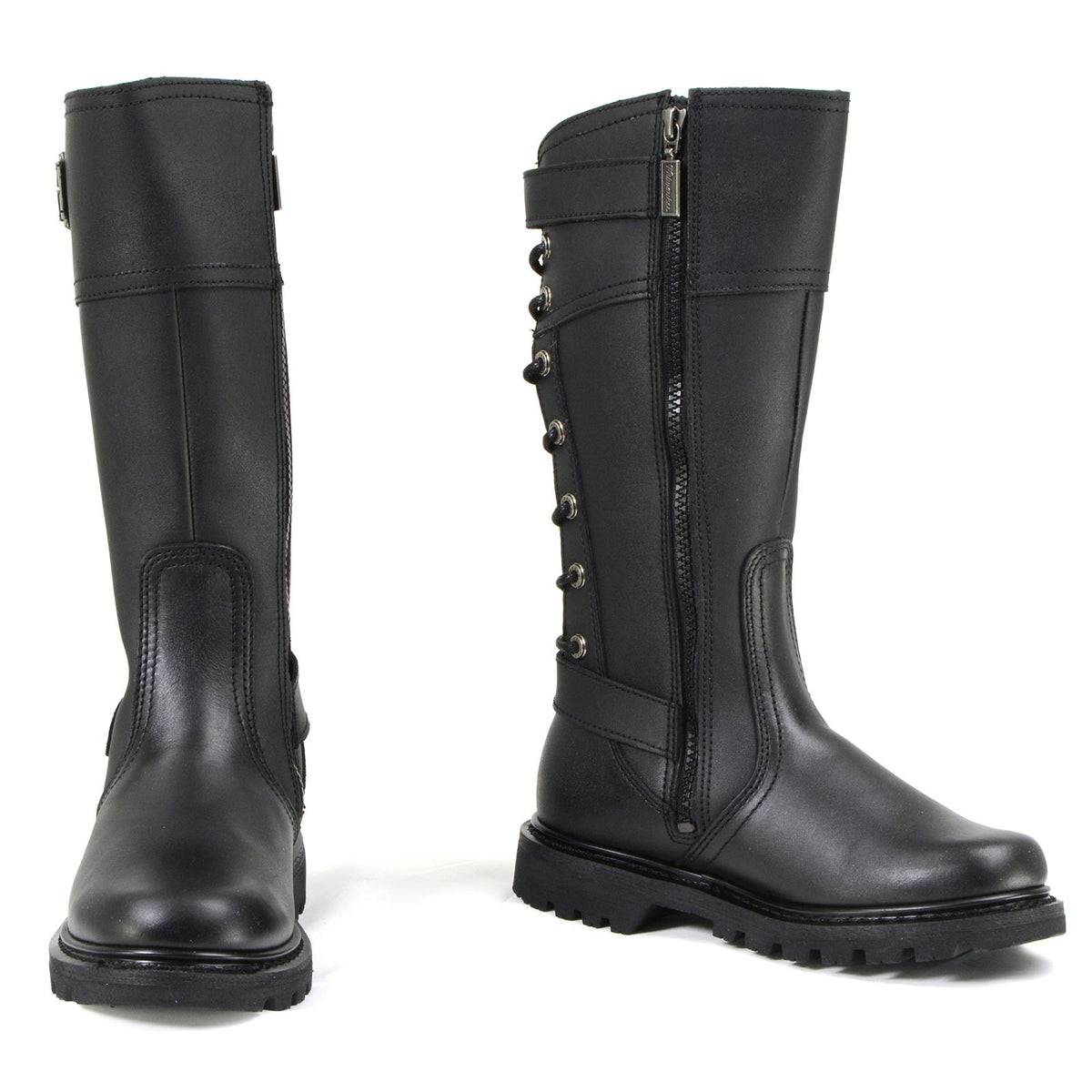 MMCC Women's Dreamgirl Black Leather Motorcycle Boots - MB255