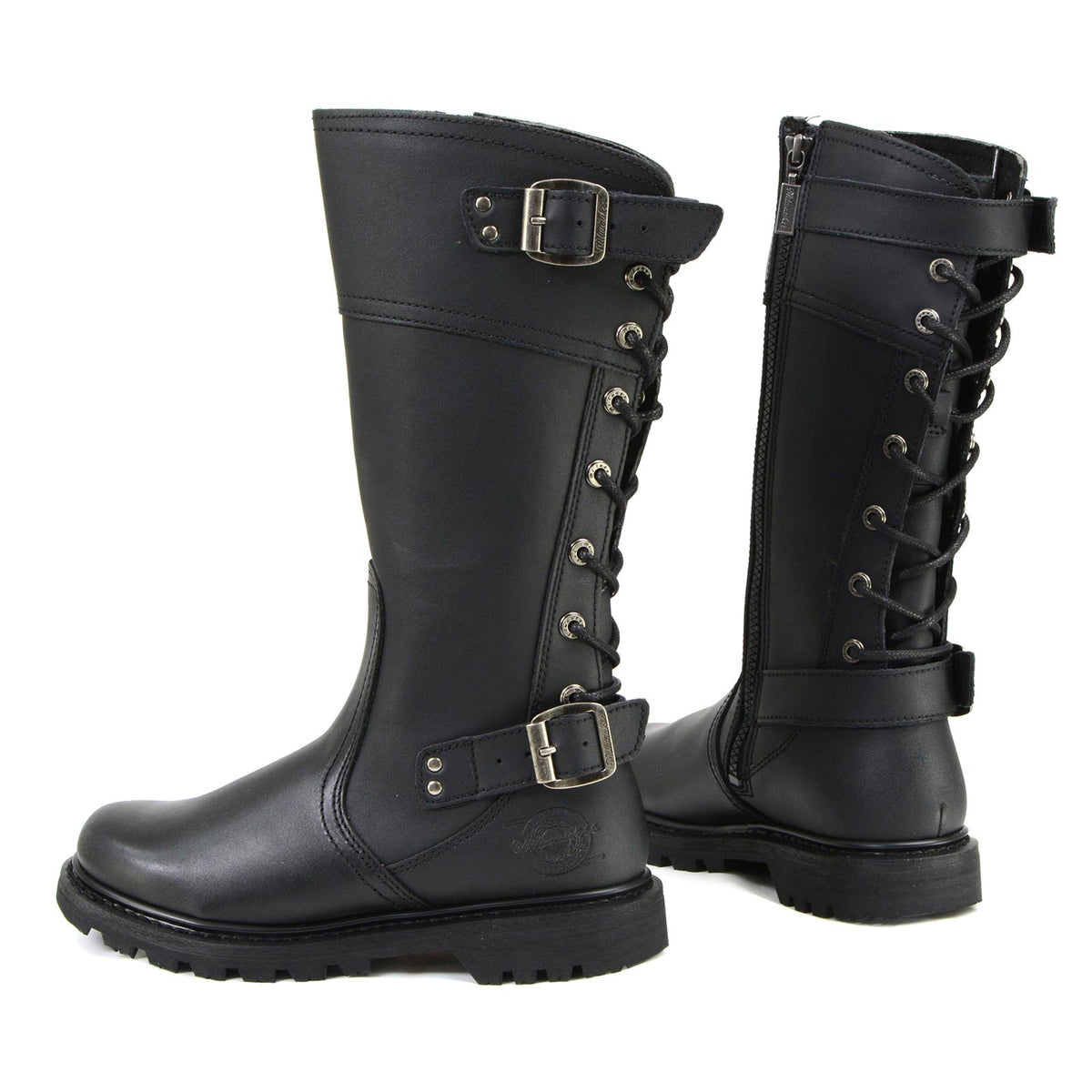 MMCC Women's Dreamgirl Black Leather Motorcycle Boots - MB255