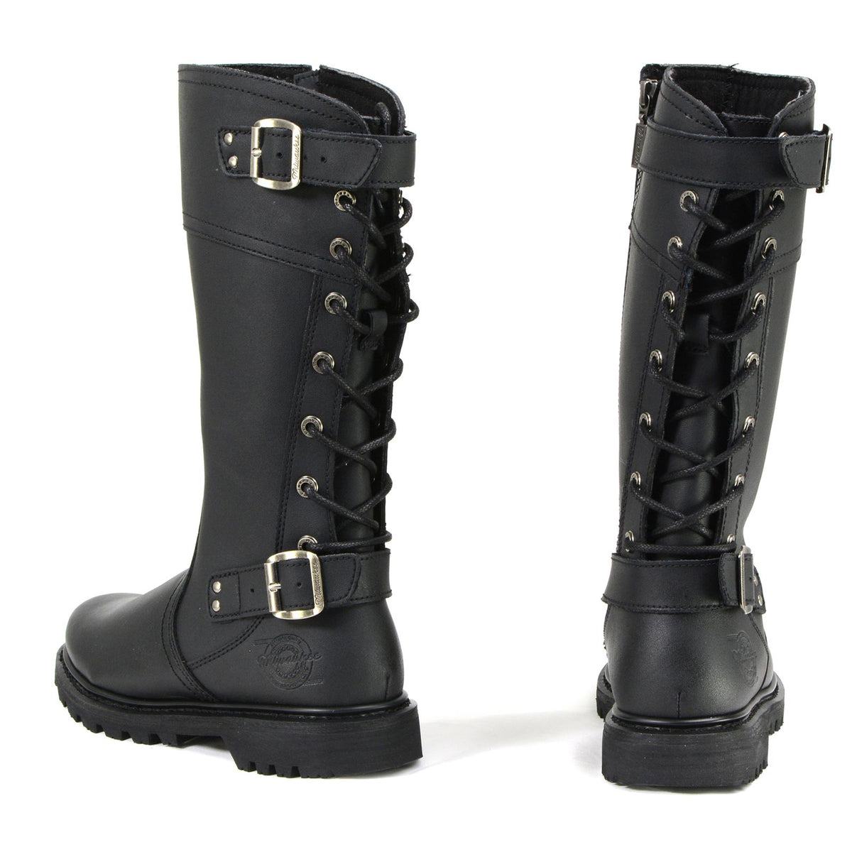 MMCC Women's Dreamgirl Black Leather Motorcycle Boots - MB255