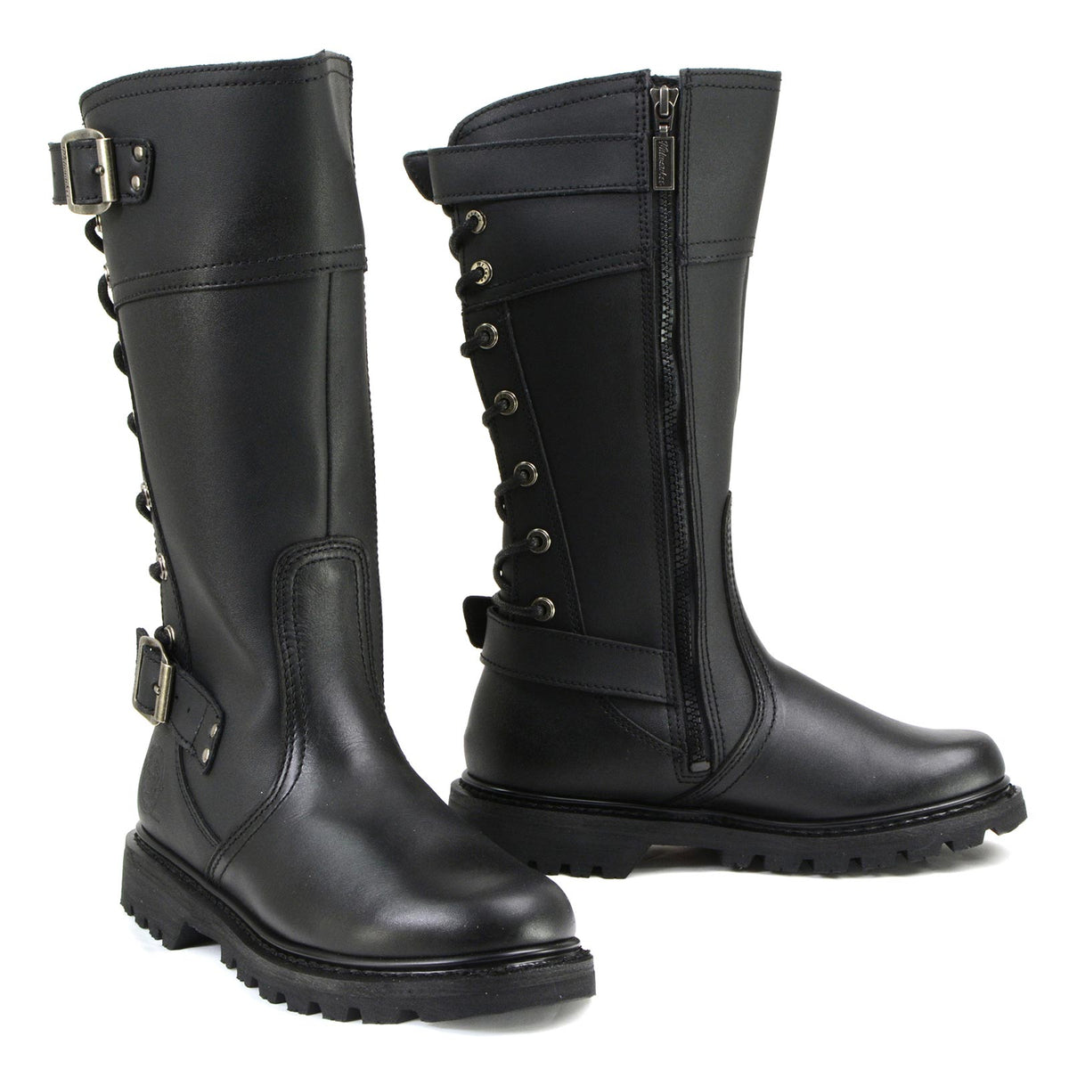 MMCC Women's Dreamgirl Black Leather Motorcycle Boots - MB255