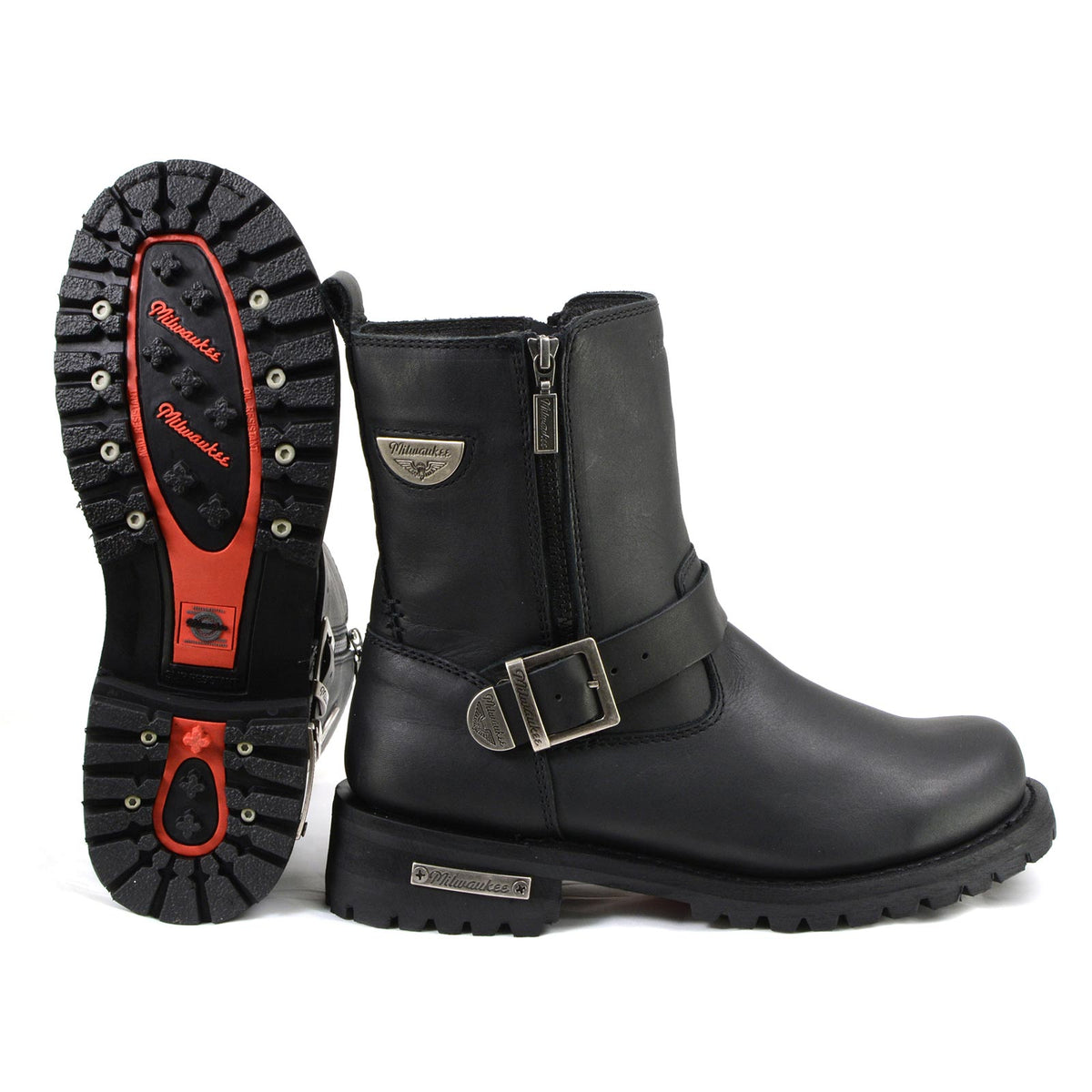 MMCC MB407 Men's Afterburner Black Leather Biker Boots - Riding Footwear
