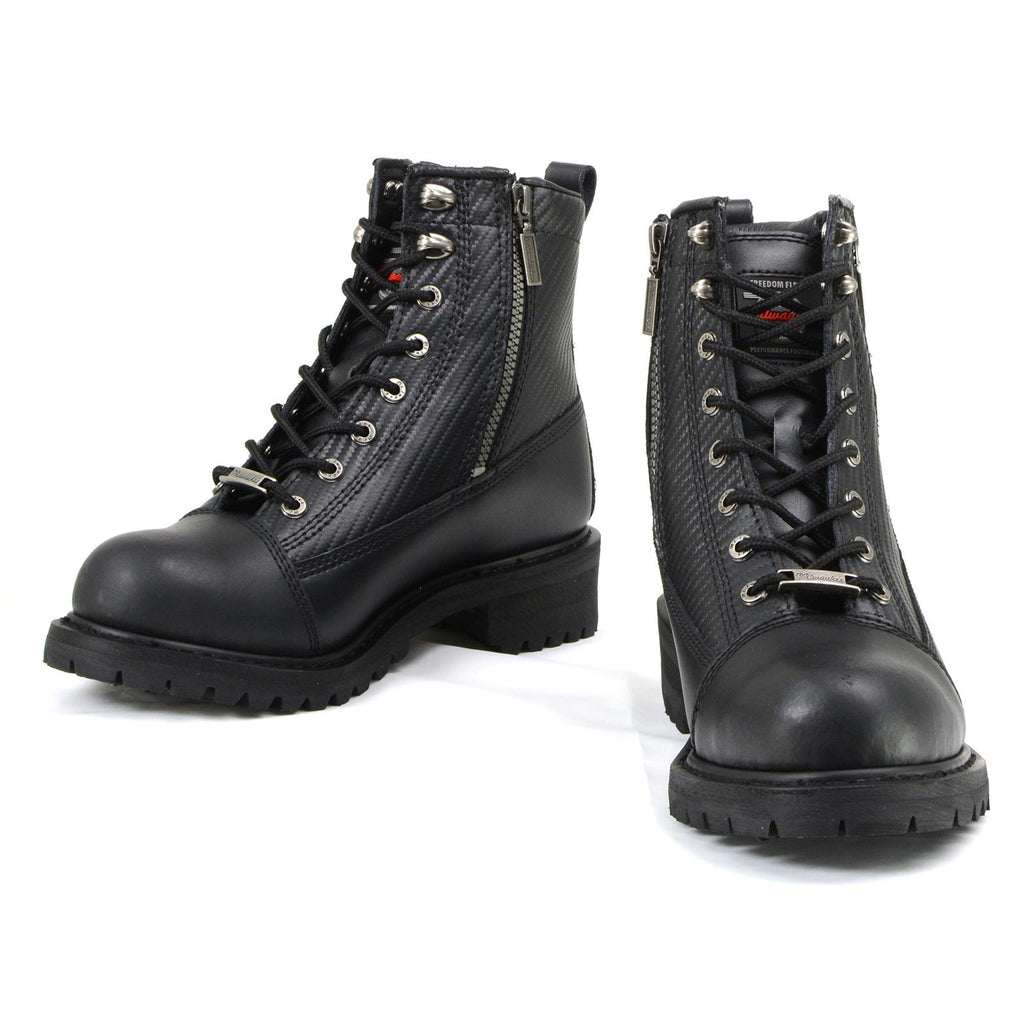 MMCC MB408 Men's Accelerator Black Leather Biker Boots - Riding Footwear