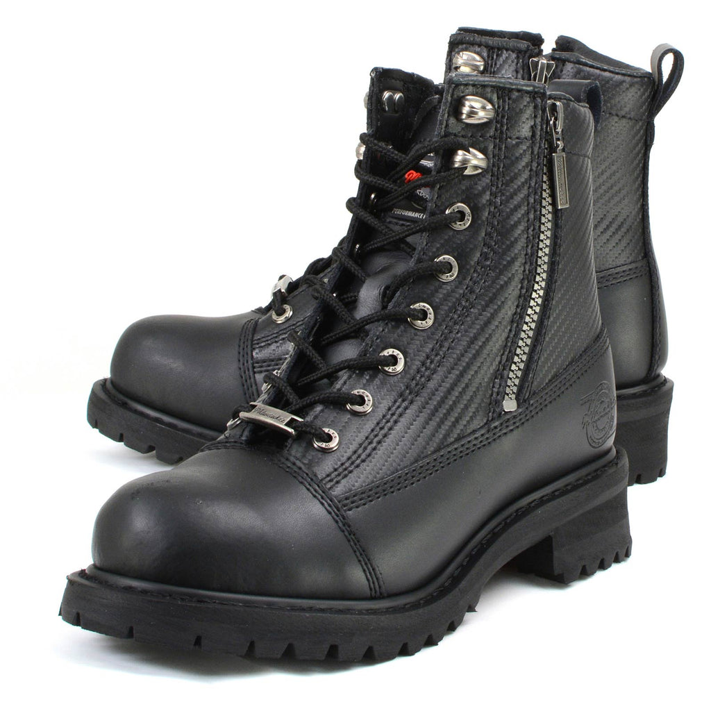 MMCC MB408 Men's Accelerator Black Leather Biker Boots - Riding Footwear