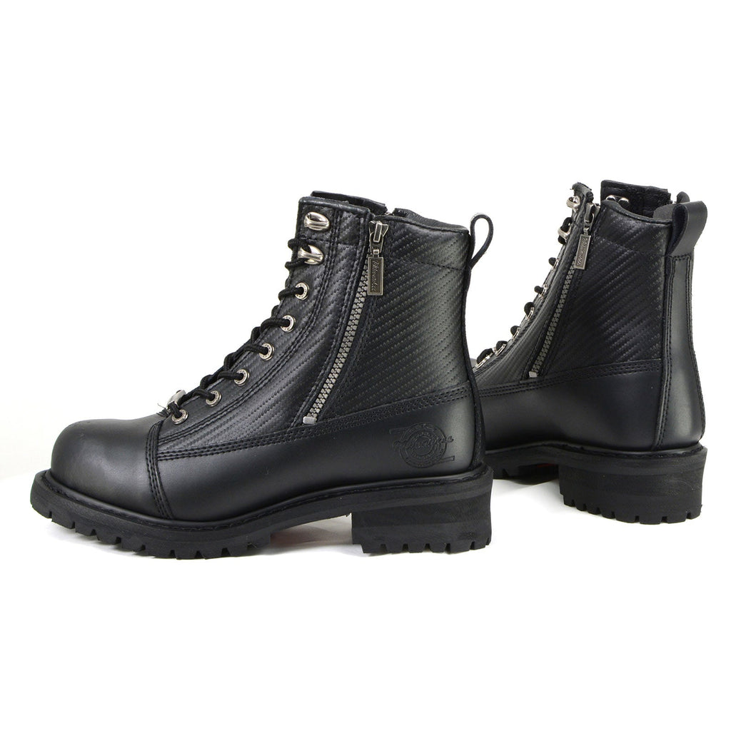 MMCC MB408 Men's Accelerator Black Leather Biker Boots - Riding Footwear
