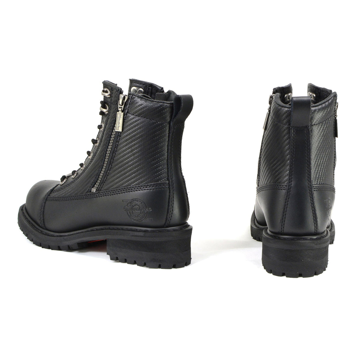 MMCC MB408 Men's Accelerator Black Leather Biker Boots - Riding Footwear