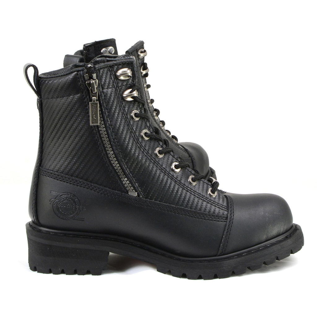 MMCC MB408 Men's Accelerator Black Leather Biker Boots - Riding Footwear