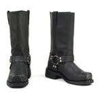 MMCC Men's Black Leather Motorcycle Boots - MB410