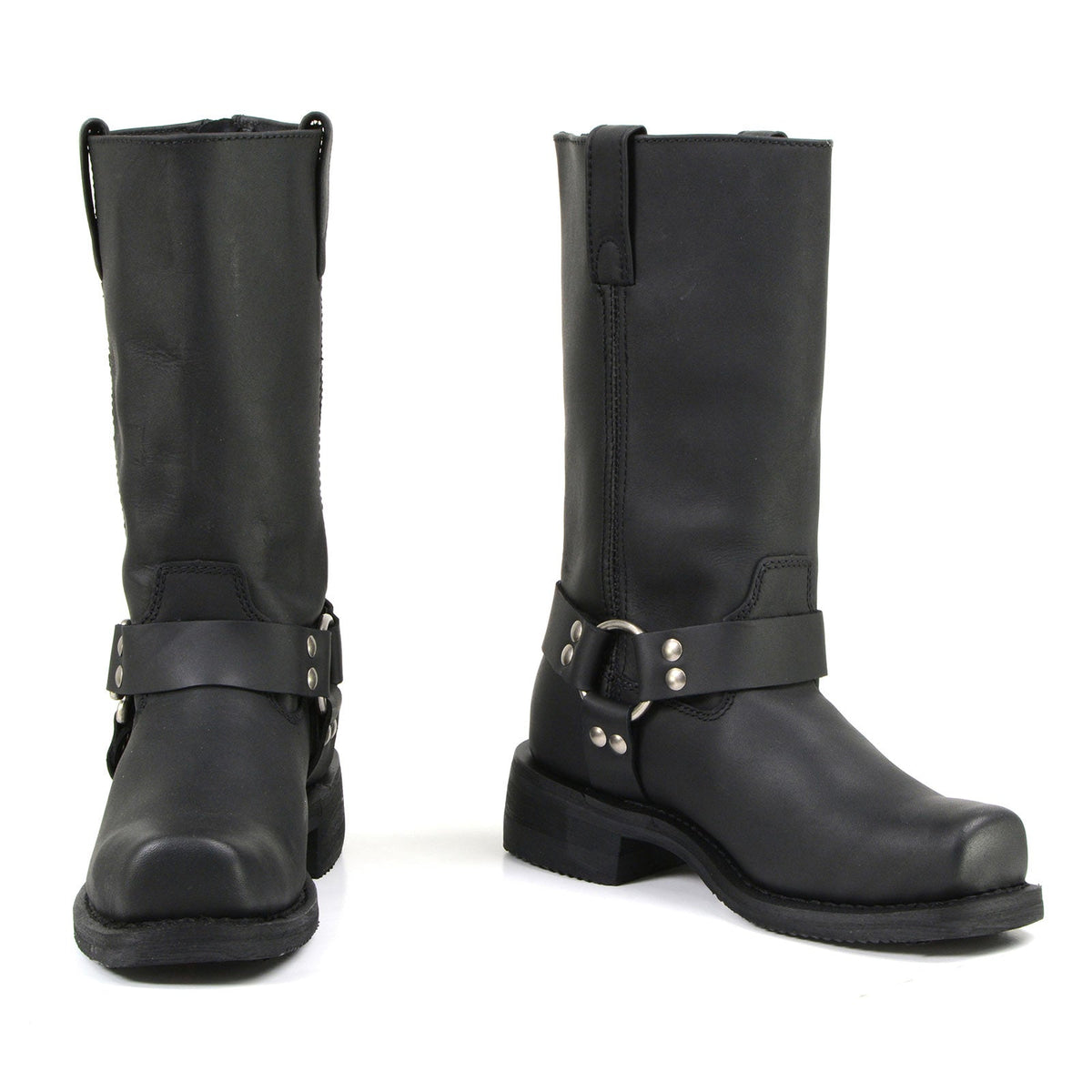MMCC Men's Black Leather Motorcycle Boots - MB410