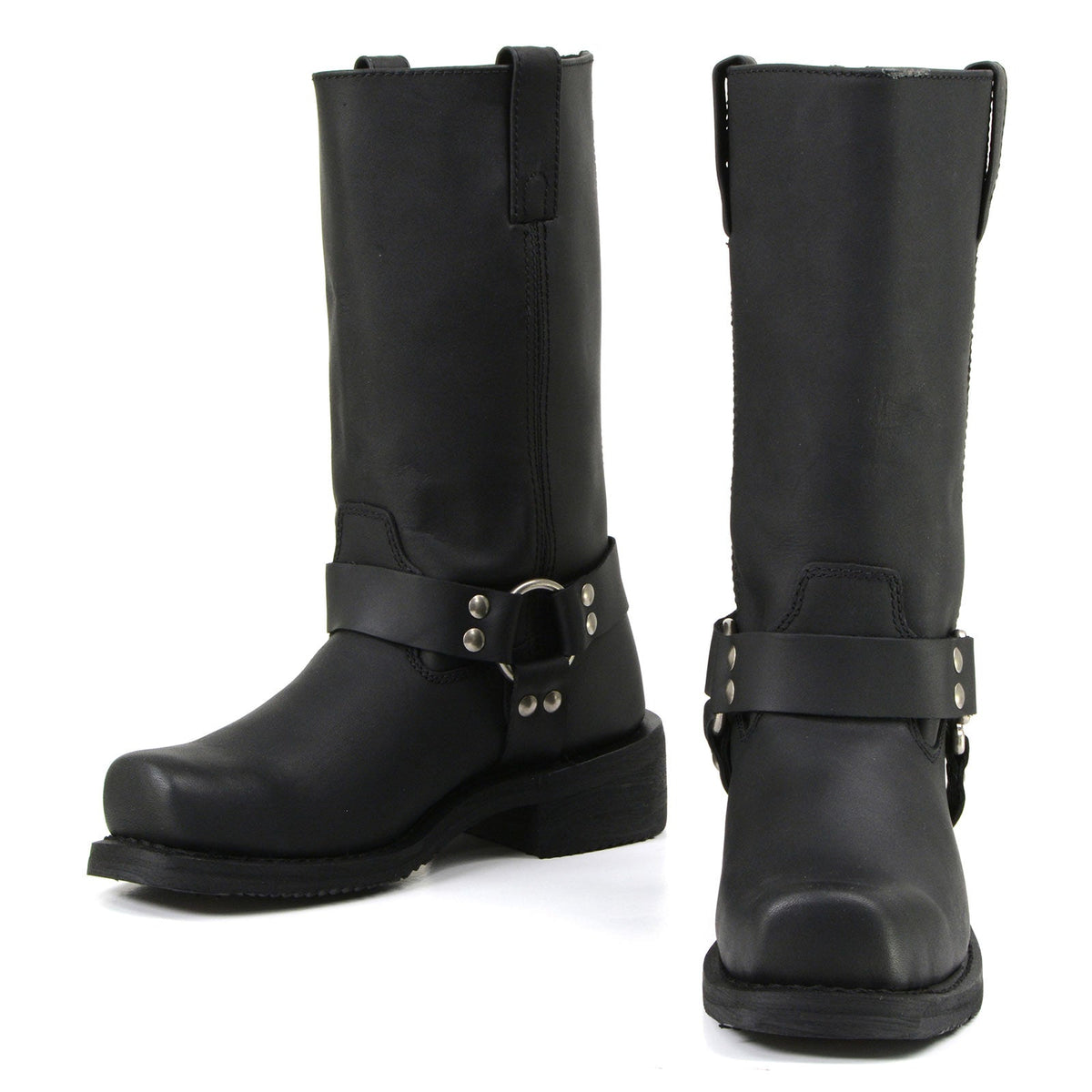 MMCC Men's Black Leather Motorcycle Boots - MB410
