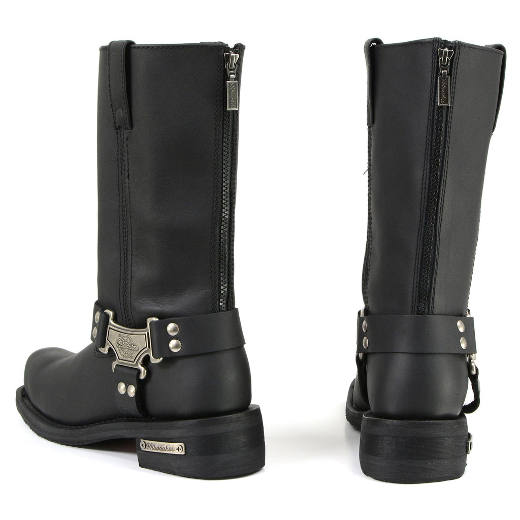MMCC Men's Black Leather Motorcycle Boots - MB410
