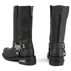 MMCC Men's Black Leather Motorcycle Boots - MB410