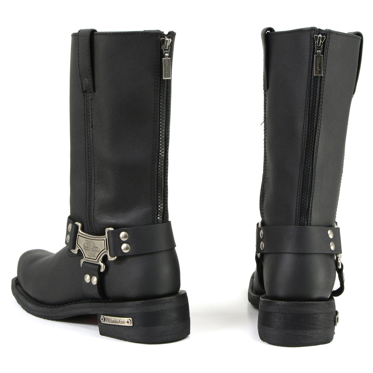 MMCC Men's Black Leather Motorcycle Boots - MB410