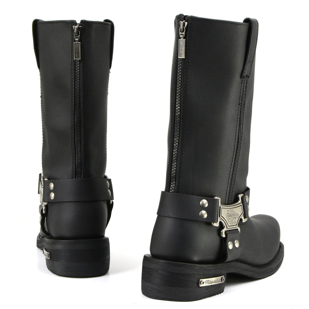 MMCC Men's Black Leather Motorcycle Boots - MB410