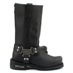MMCC Men's Black Leather Motorcycle Boots - MB410